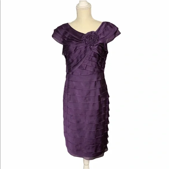 london times dress purple London Times Plus Size 3/4-Length-Sleeve V-Neck Dress - Pink Flambe/Navy